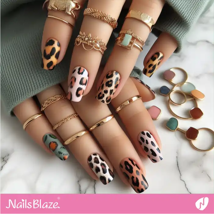 Square Leopard Print Nails | Animal Print Nails - NB2560